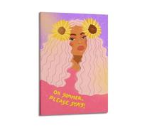 SDZGOPTHF Póster decorativo de verano con diseño de niña de girasol, lienzo para pared e impresión artística moderna para decoración de dormitorio familiar, 12 x 18 pulgadas (30 x 45 cm)