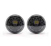 SDZSDAS Faro Principal 2 Faros Delanteros Led Redondos 7 Pulgadas Para Jeep Para Wrangler JK Todoterreno Para Lada Niva H4 DRL 12v 24v Ojos Ángel Halo Faros De Coche(Negro)