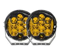SDZSDAS Faro Principal Barra De Faro LED Mile 7 Pulgadas Para Fuera Interruptor Luz Trabajo Para Barco Arnés Cables Haz Conducción Para 12V 24V ATV SUV Faros De Coche(2PCS Yellow)