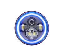 SDZSDAS Faro Principal Faro LED Redondo 7 Pulgadas H4 Halo Azul Ojos Ángel Para Jeep Para Wrangler Faros Universales 3000K/6000K 14000LM 24V Lámpara Faros De Coche(1 uds)