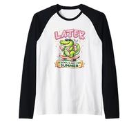 Se acabó la Escuela, Dibujos Animados, cocodrilo de Verano, cocodrilo Tropical para niños Camiseta Manga Raglan