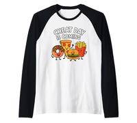 Se Acerca el día del Truco: Pizza Divertida, Dona, Papas Fritas, Hamburguesa Camiseta Manga Raglan