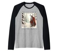 Se Acerca Krampus | Kramperl | Disfraz de Krampus Papá Noel Camiseta Manga Raglan