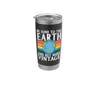 Sé amable con la tierra y retro ama el reciclaje de camiones de basura Vaso térmico de acero inoxidable de doble pared