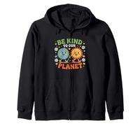 Sé amable con nuestro diseño de planeta y sol de la tierra Sudadera con Capucha