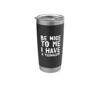 Sé amable conmigo, tengo un adolescente como padre divertido Vaso térmico de acero inoxidable de doble pared
