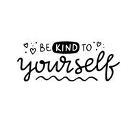 Sé amable contigo mismo: cita inspiradora y positiva Calcomanías de pared 28x71.2cm Varios tamaños Negro