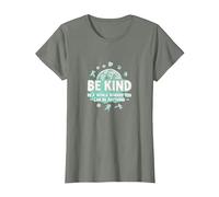 Sé Amable en un Mundo Donde Puedes ser Cualquier Cosa Camiseta, Mujer, Verde Militar Jaspeado, S