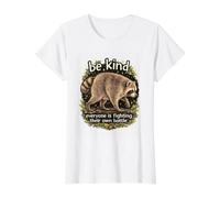 Sé Amable, Lindo Amigo del Bosque de mapaches, Jimothy Broke Trash Camiseta gráfica económica, Mujer, Blanco, XS