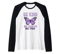 Sé amable Sé valiente Sé tú mariposa Camiseta Manga Raglan