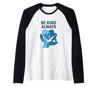 Sé Amable Siempre, Conciencia sobre el Autismo, corazón Azul Camiseta Manga Raglan