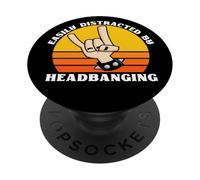 Se distrae fácilmente con Headbanging - Amantes de la música Rock Metal PopSockets PopGrip Adhesivo