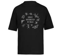 Se Distrae Fácilmente con Los Insectos Camiseta Extragrande Holgada Negra Unisex Unisex Black tee Baggy Oversized T-Shirt