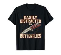 Se distrae fácilmente por los Divertidos Amantes de los Cuchillos de Mariposa Balisong Camiseta