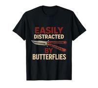 Se distrae fácilmente por los Divertidos Amantes de los Cuchillos de Mariposa Balisong Camiseta