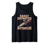 Se distrae fácilmente por los Divertidos Amantes de los Cuchillos de Mariposa Balisong Camiseta sin Mangas