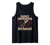 Se distrae fácilmente por los Divertidos Amantes de los Cuchillos de Mariposa Balisong Camiseta sin Mangas