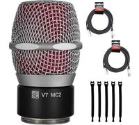 sE Electronics - Cápsula de micrófono V7 MC2 para Sennheiser Wireless - Paquete con 2 cables XLR y 5 bridas (plata)