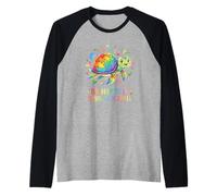 Sé Feliz en tu Propia Tortuga de concienciación sobre el Autismo Camiseta Manga Raglan