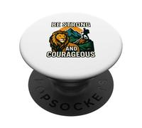 Sé fuerte y valiente cristiano de Lion Mountain PopSockets PopGrip Adhesivo