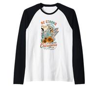 Sé Fuerte y Valiente Joshua 1:9 diseño de león Camiseta Manga Raglan