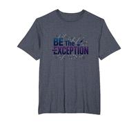 Sé la excepción: tipografía inspiradora Camiseta, Hombre Tallas Grandes, Azul Jaspeado, 4X Alto