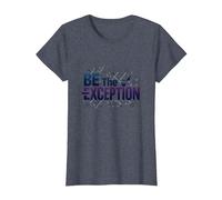 Sé la excepción: tipografía inspiradora Camiseta, Mujer, Azul Jaspeado, M