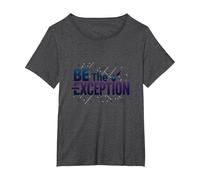 Sé la excepción: tipografía inspiradora Camiseta, Mujer Tallas Grandes, Jaspeado Oscuro, 5XL Grande