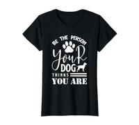 Sé la Persona Que tu Perro Piensa Que Eres un Amante de los Perros Divertido Camiseta gráfica económica, Mujer, Negro, XS