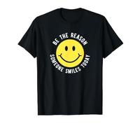 Sé la razón Alguien Sonríe Hoy Motivación Feliz Cara Camiseta gráfica económica, Hombre, Negro, L