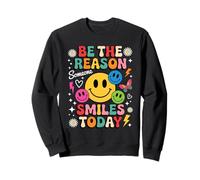 Sé la razón por la Que Alguien sonríe Hoy, Cara Feliz Retro y Colorida Sudadera