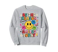 Sé la razón por la Que Alguien sonríe Hoy, Cara Feliz Retro y Colorida Sudadera