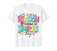 sé la razón por la que alguien sonríe hoy, linda mariposa retro Camiseta