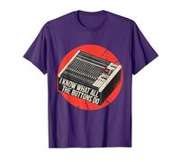 Sé lo Que Hacen Todos los Botones Audio Sound Engineer Music Camiseta, Hombre, Morado, XXL