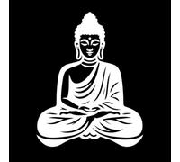 Se muestra una estatua de un Buda con la mano levantada. Calcomanías de pared 52x65.8cm Decoración de tiendas Blanco