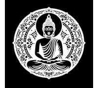 Se muestra una estatua de un Buda con la mano levantada. Calcomanías de pared 67.2x67.8cm Autoadhesivo Blanco