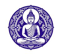 Se muestra una estatua de un Buda con la mano levantada. Calcomanías de pared 67.2x67.8cm No se cae Azul oscuro