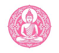 Se muestra una estatua de un Buda con la mano levantada. Calcomanías de tallado fino 42x42.4cm Decoración de carrocerías Rosa