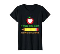 Se Necesita un corazón Grande para Dar Forma a Little Minds Teacher School Camiseta gráfica económica, Mujer, Negro, XL