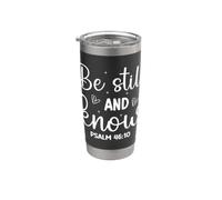 Sé Paciente Y Conoce SALMO 46:10 Mensaje Motivacional Vaso térmico de acero inoxidable de doble pared