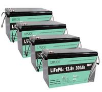 Se pueden conectar en serie cuatro baterías LiFePO4 de 12V 300 Ah, baterías de fosfato de hierro y litio de 15 kWh, 48V (51,2 V) 300 Ah, adecuada para barcos, almacenamiento de energía doméstico, etc.