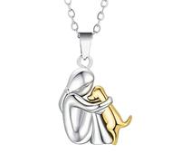 Se Pueden Regalar 2 Piezas De Cadena para Niña con Abrazo De Perro Y 2 Piezas De Anillo, Cole con Motivos De Animales, Joyas Conmemorativas Emocionales, A Niñas, Hijas, Madres Y Amigas.