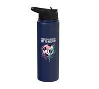 Sé que juego como una chica Trate de mantener el fútbol Drip Girls Stainless Steel Insulated Water Bottle