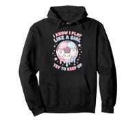 Sé Que Juego como una Chica Trate de Mantener el fútbol Meme Drip Sudadera con Capucha