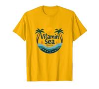 Se Requiere Vitamina mar: Vacaciones en la Playa Tropical Camiseta, Hombre, Dorado Brillante, S