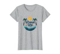 Se Requiere Vitamina mar: Vacaciones en la Playa Tropical Camiseta, Mujer, Gris Jaspeado, XXL