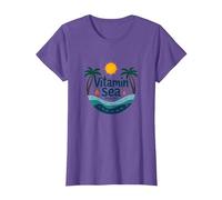 Se Requiere Vitamina mar: Vacaciones en la Playa Tropical Camiseta, Mujer, Morado Jaspeado, M