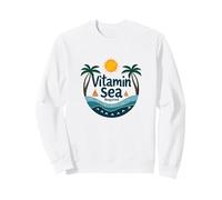 Se Requiere Vitamina mar: Vacaciones en la Playa Tropical Sudadera, Unisex para Adultos, Blanco, L