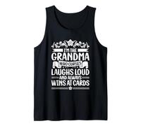Se ríe a carcajadas y siempre gana en tarjetas abuela mamá nana mimi Camiseta sin Mangas