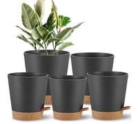 SE SUN-E Macetas para Plantas de Interior, macetas de riego automático con Agujero de Drenaje y depósito, Maceta de plástico Negro para suculentas, Decoraciones Modernas/Idea de Regalo, Paquete de 5